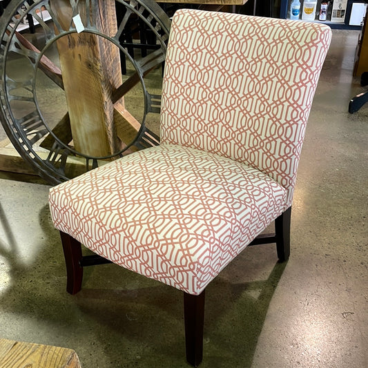 Red and cream slipper chair