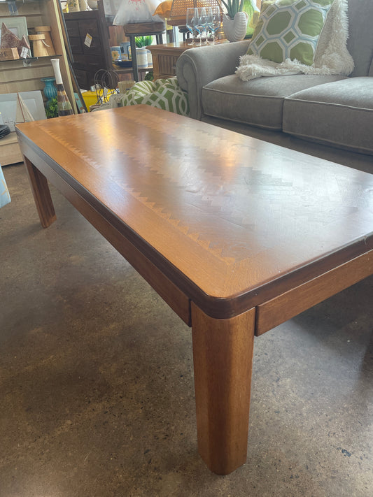 Medium Wood Coffee Table with Herringbone pattern
