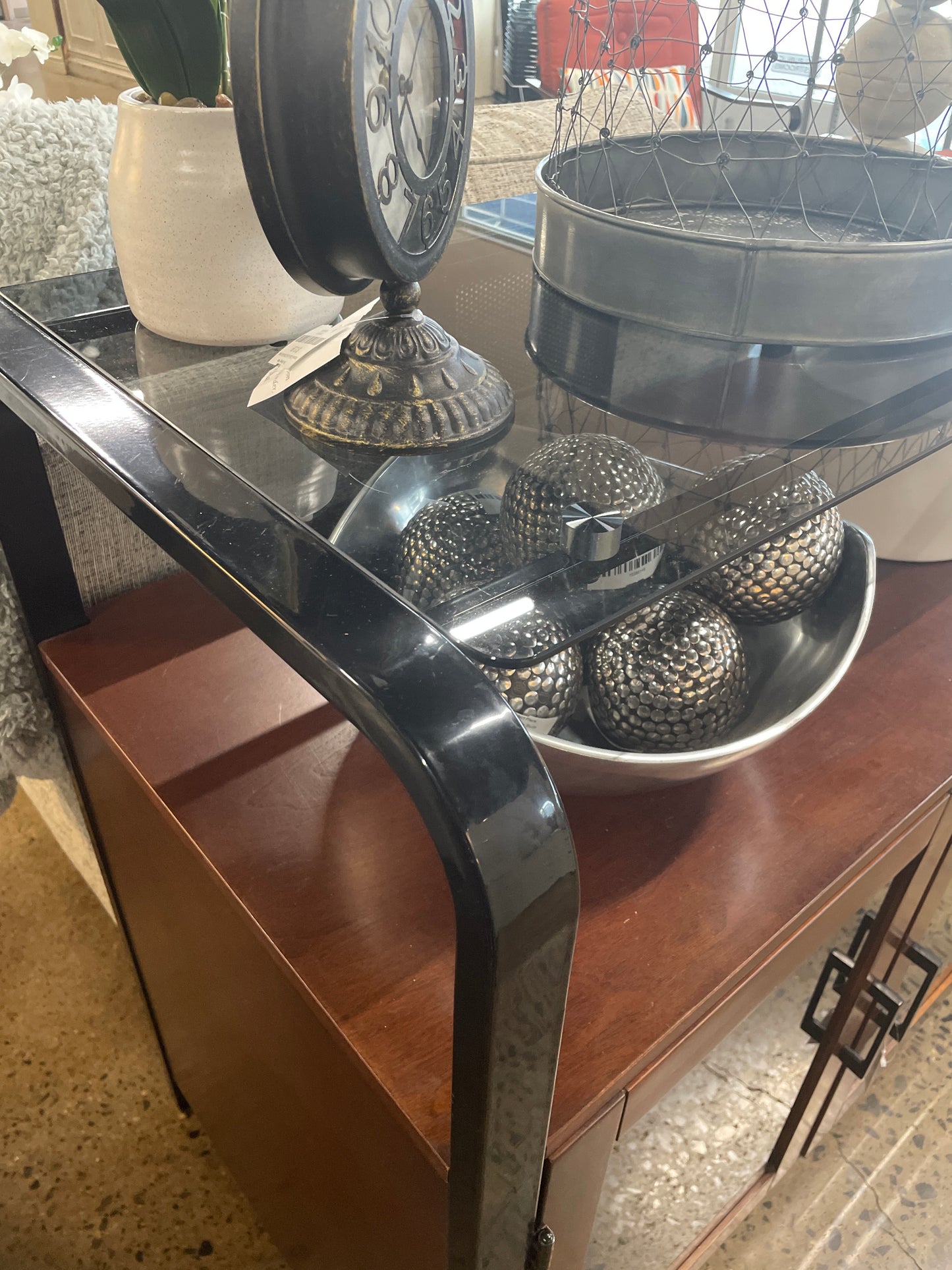 Media Stand with Glass Top Shelf