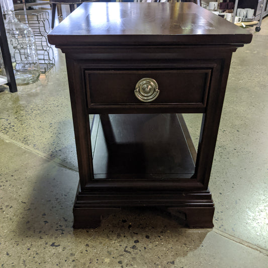 Espresso wood 1 drawer end table by Southern Living