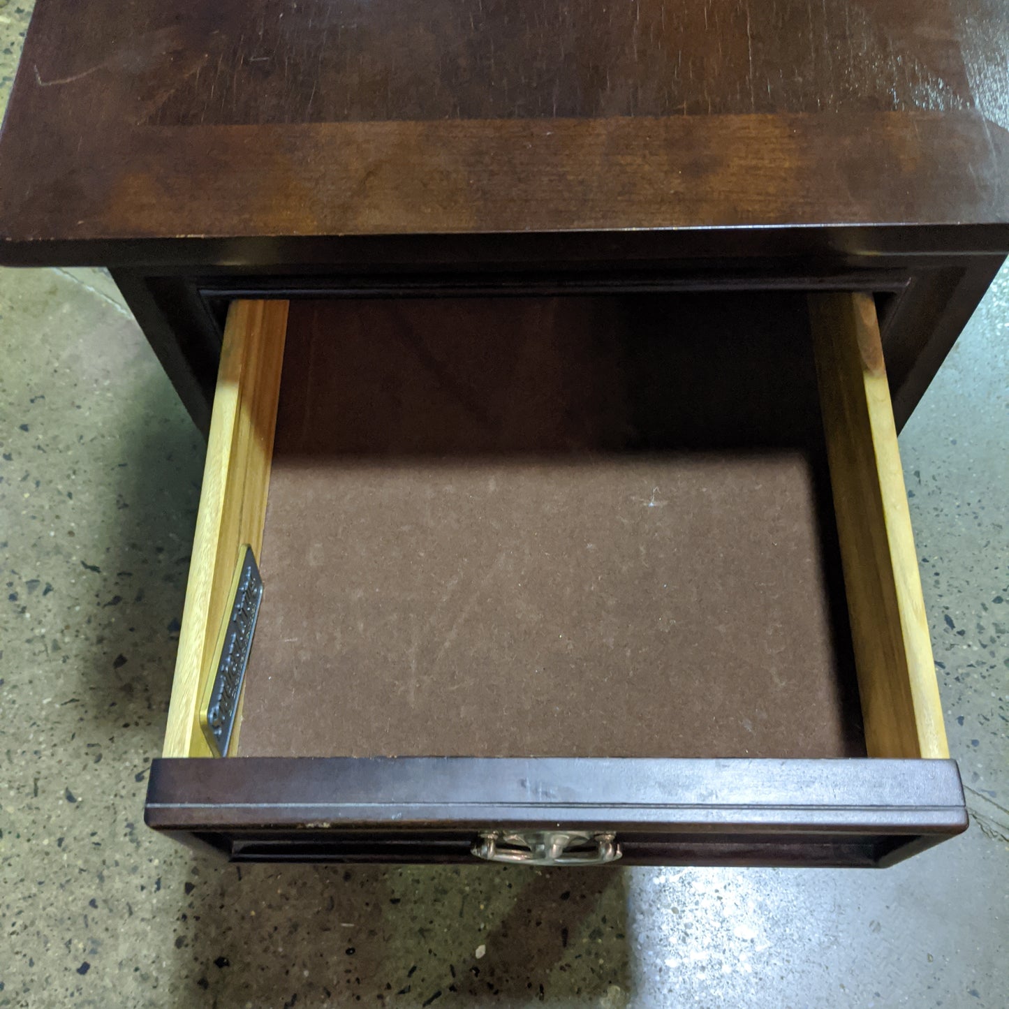 Espresso wood 1 drawer end table by Southern Living