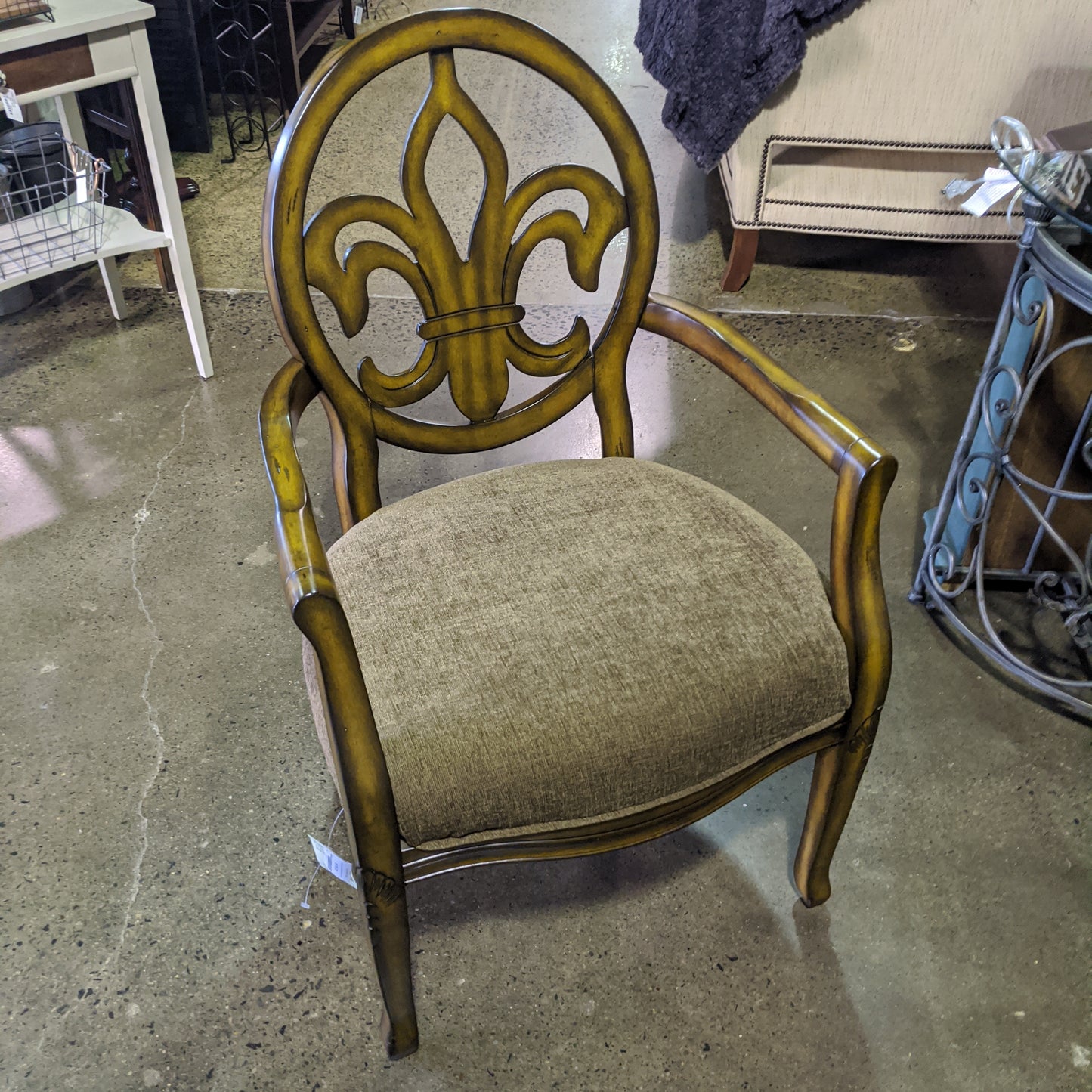 Fleur de Lis chocolate accent chair