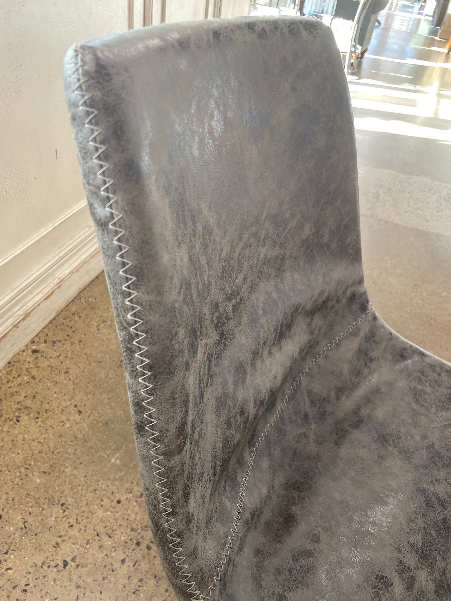 Chair Gray Faux Leather w/Metal Legs