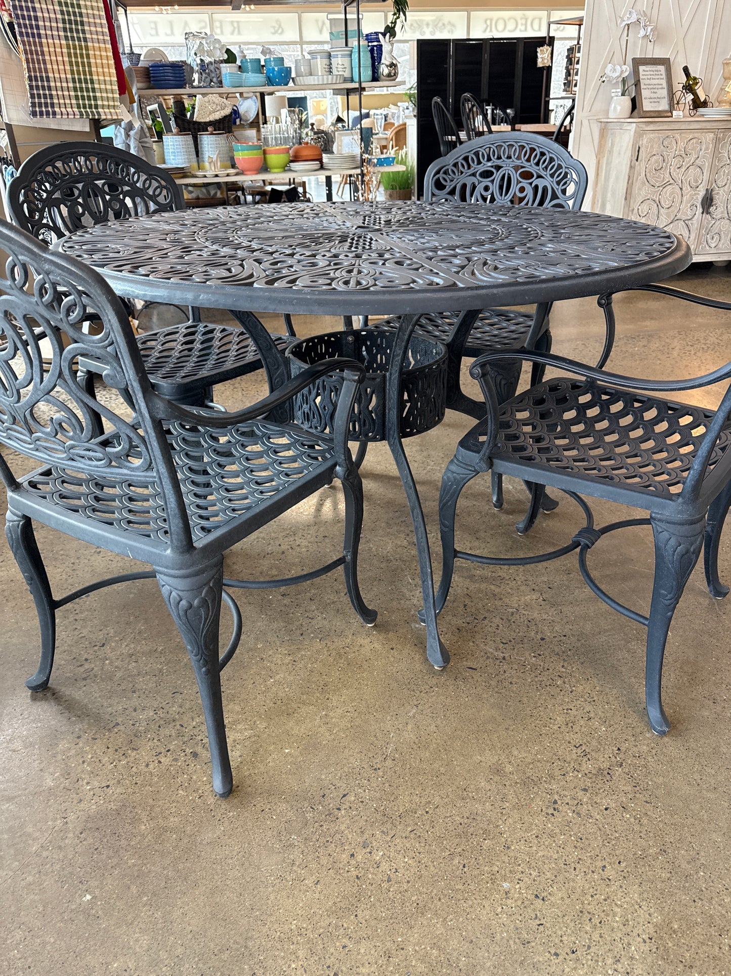 Metal outdoor table set with 4 chairs