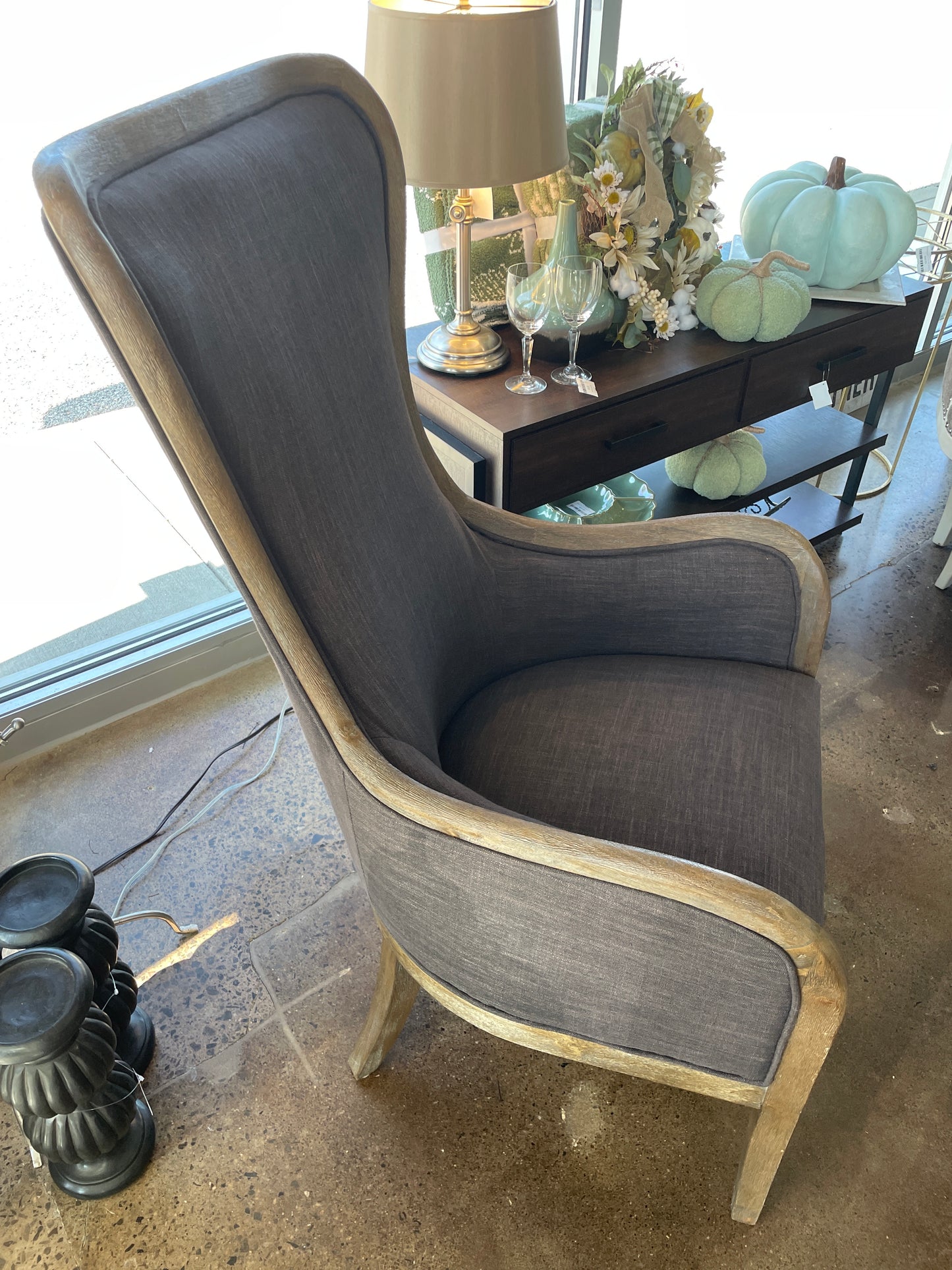 Charcoal High Wing Back Accent Chair