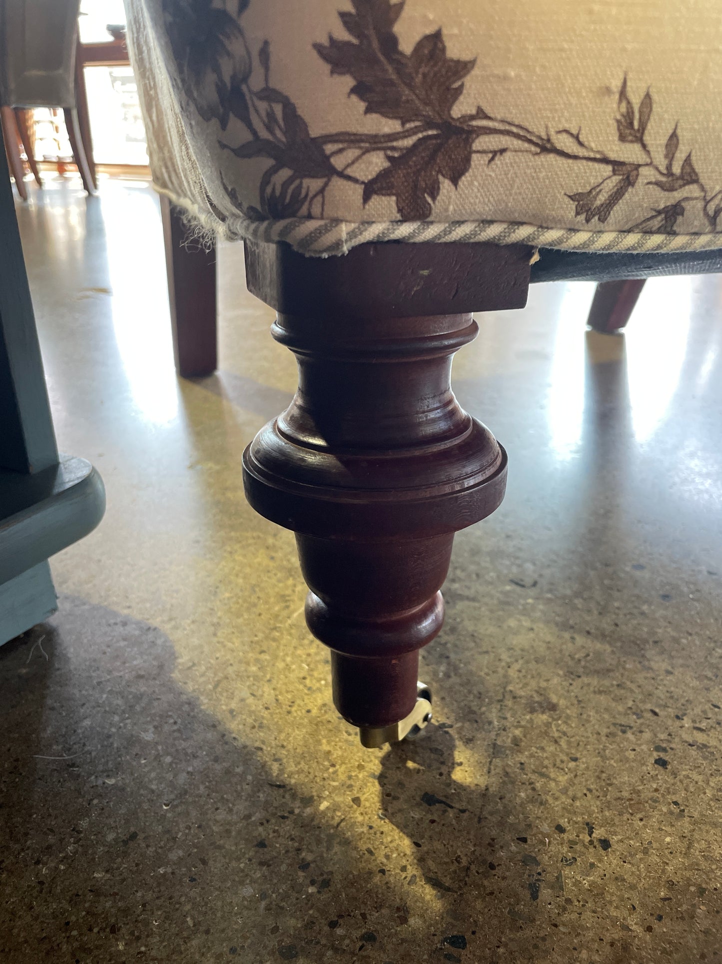 Cream and Brown Tufted Accent Chair