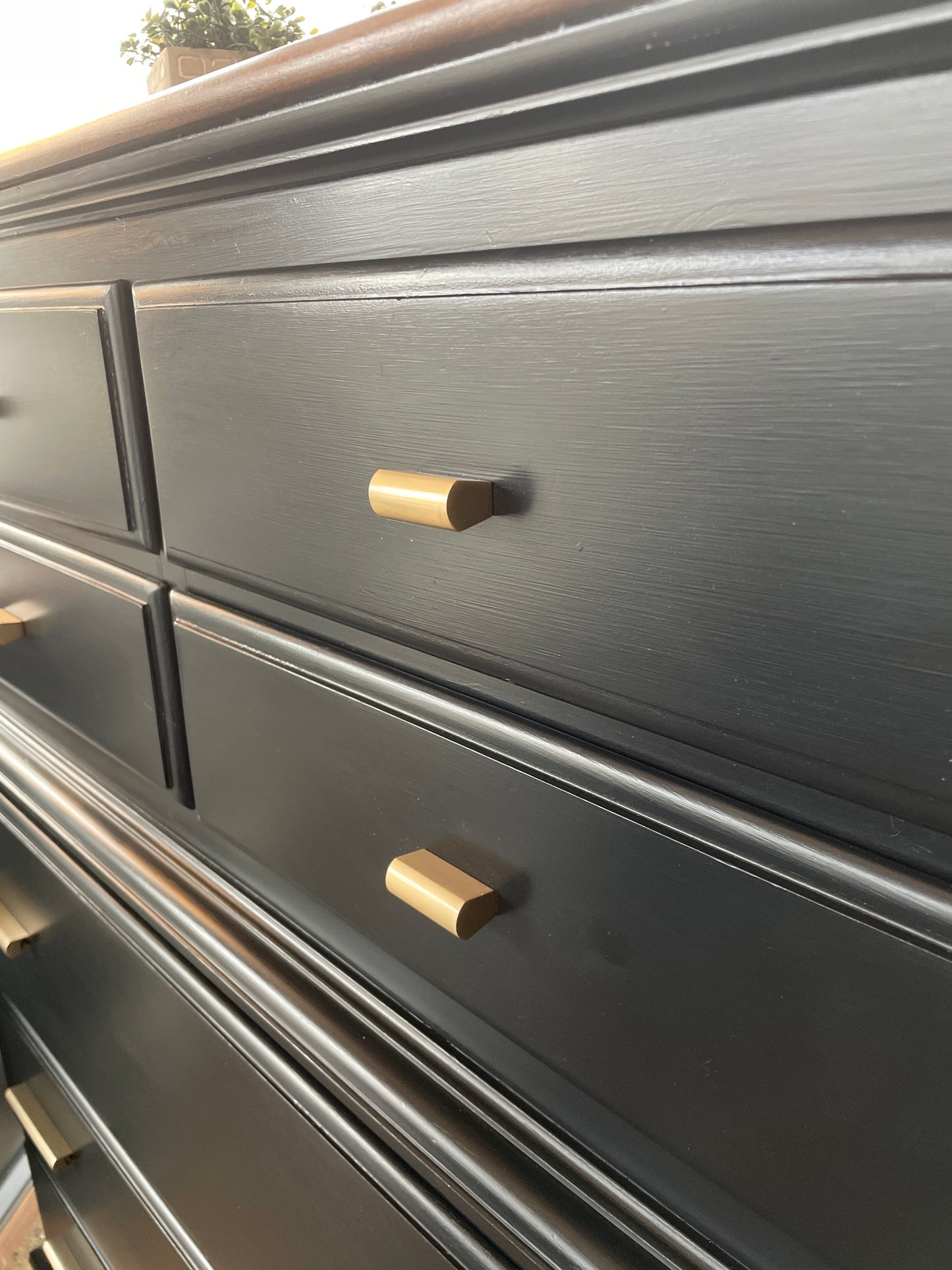Refinished Black Chest with Wood Top