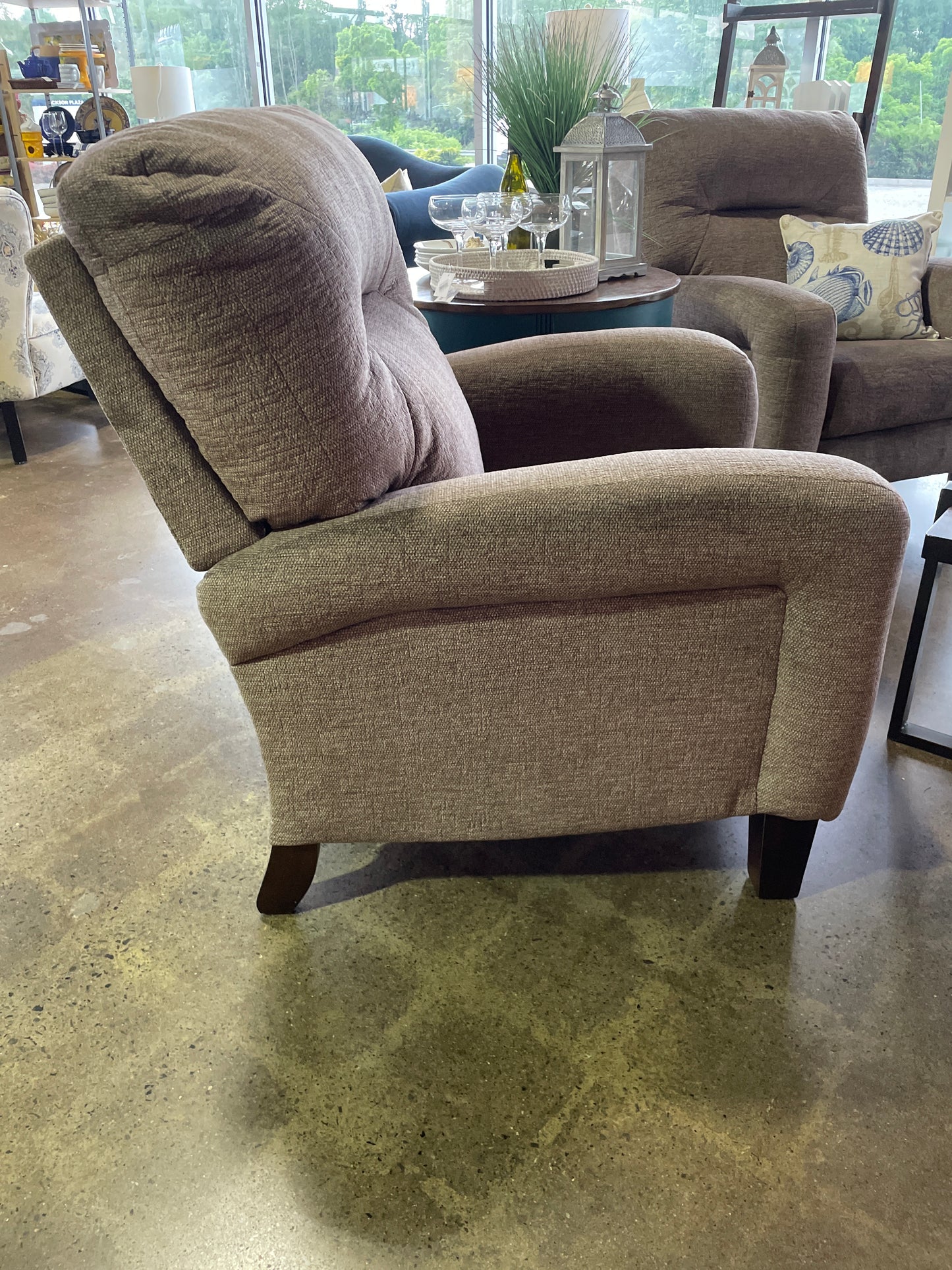 Pressback Hi-Leg Recliner Grey Fabric
