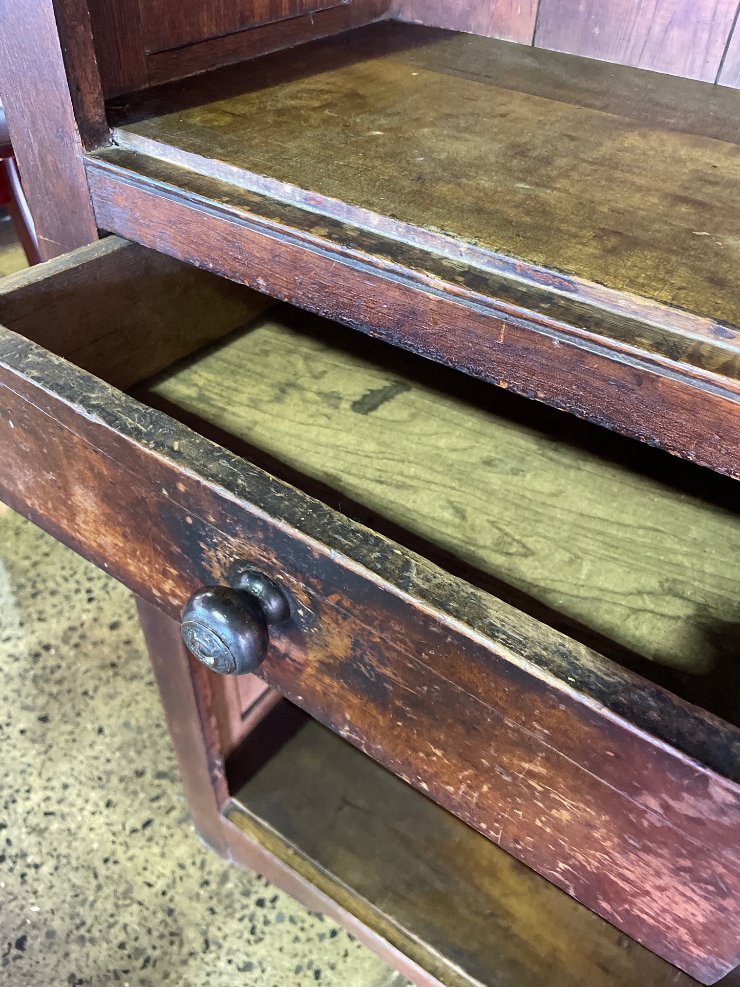 Antique Wooden Shelf w/ 2 drawers