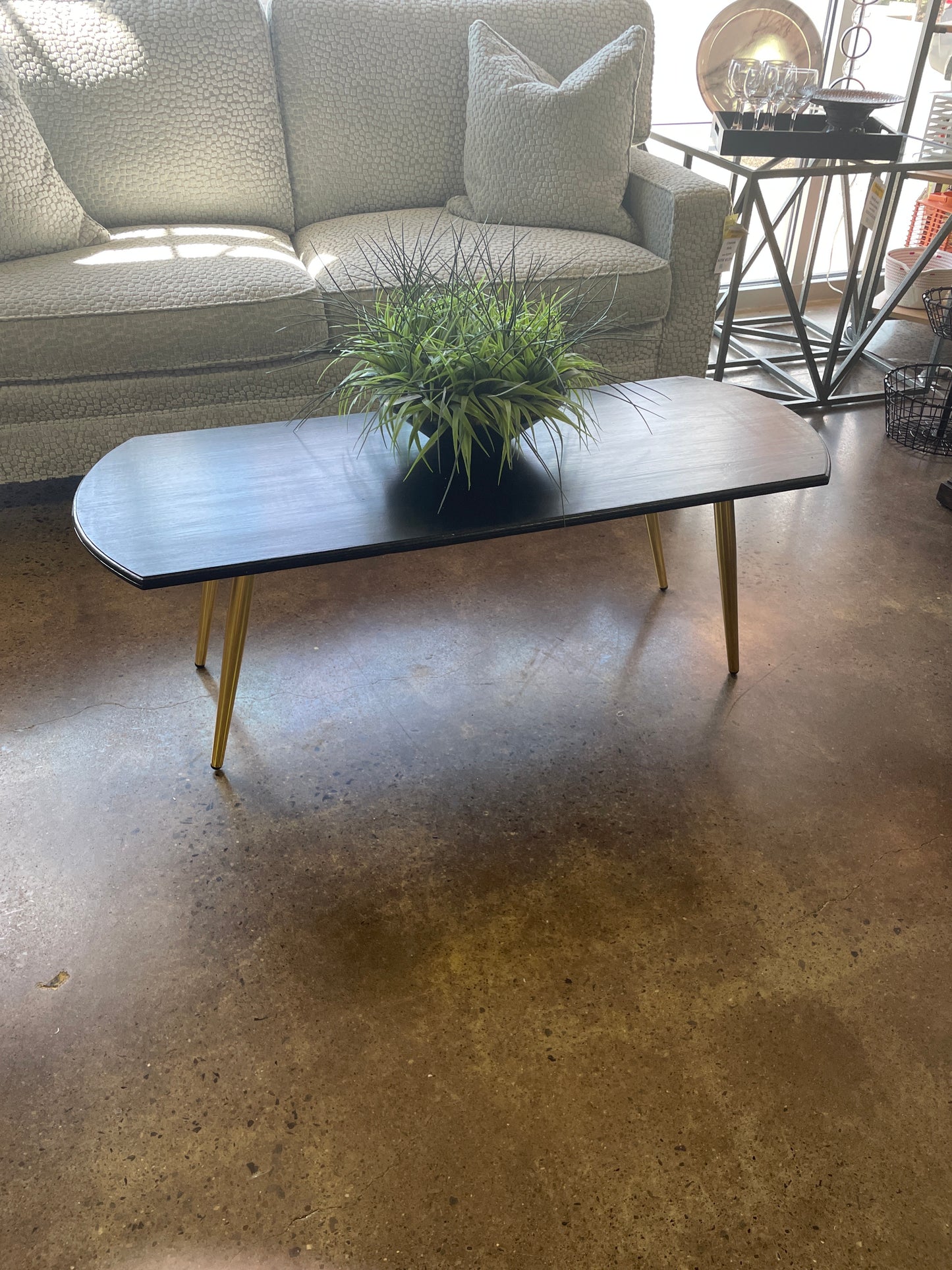 Black Topped Gold Leg Coffee Table