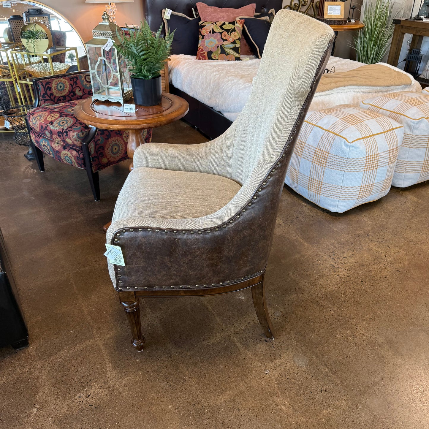 Leather Backed Accent Chair