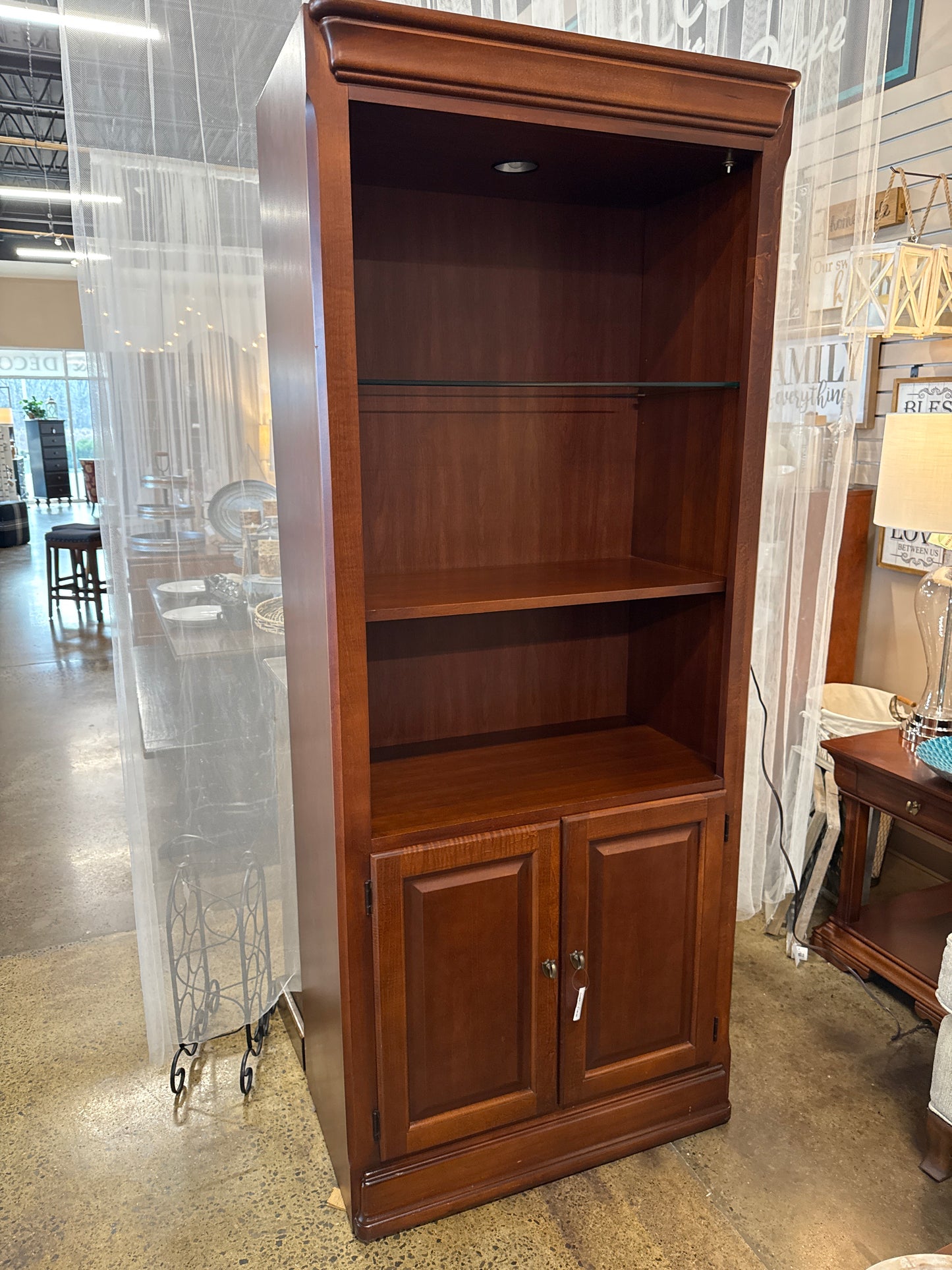 Tall Cherry Shelving with Storage