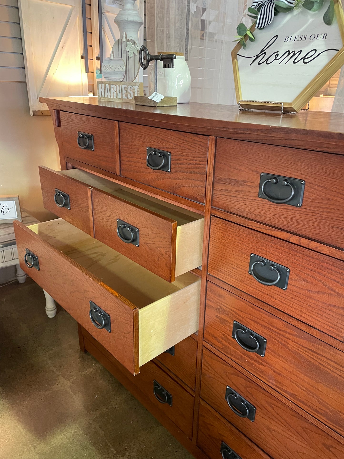 Queen Mission Bed and Dresser