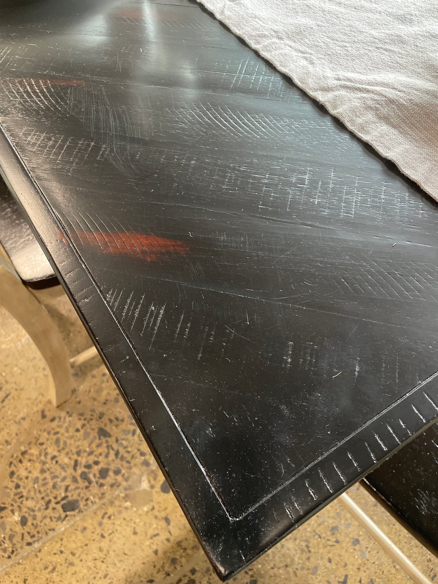 Black Plank Dining Room Table-MODEL HOME
