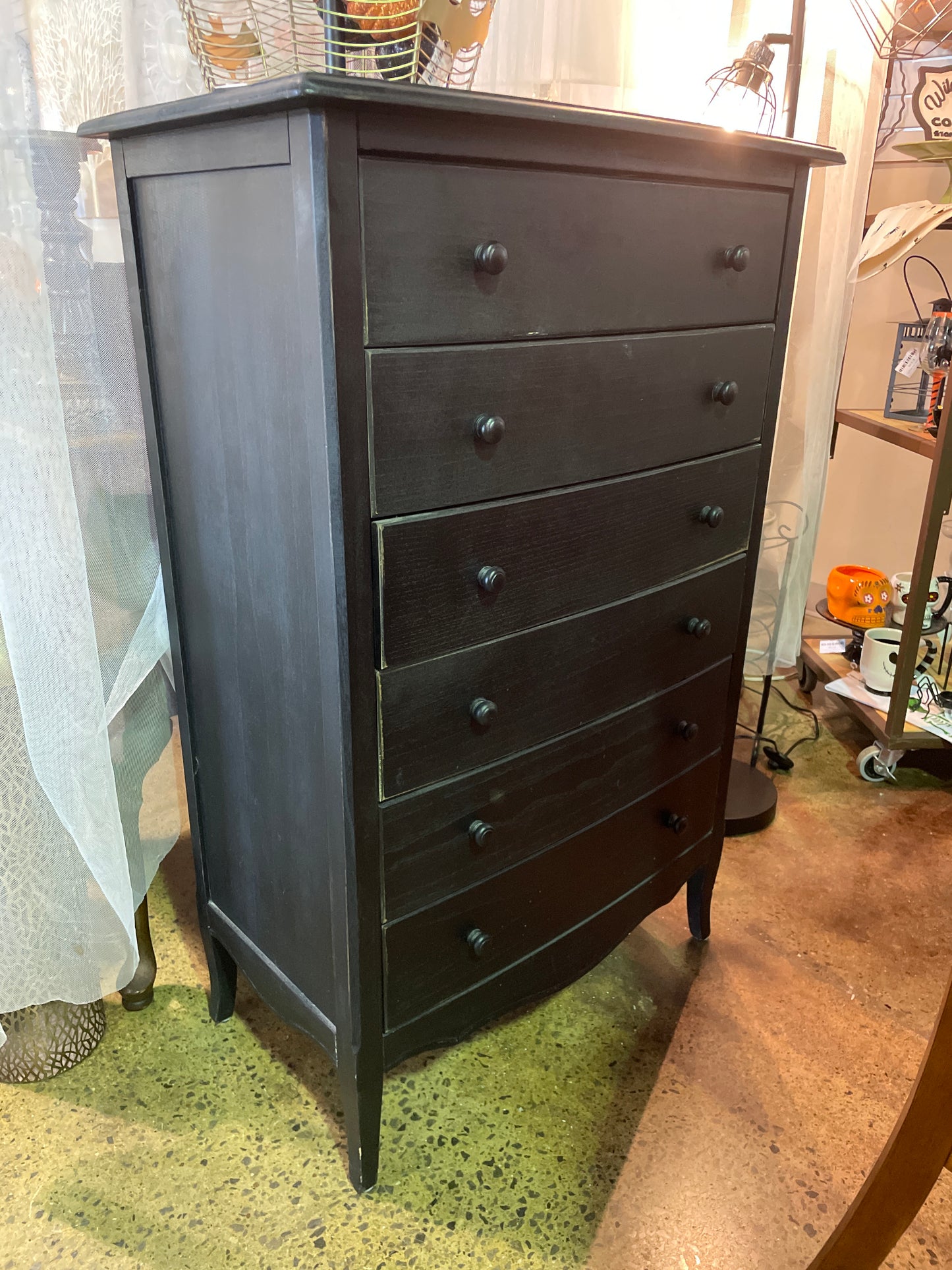 Tall 6 Drawer Black Dresser