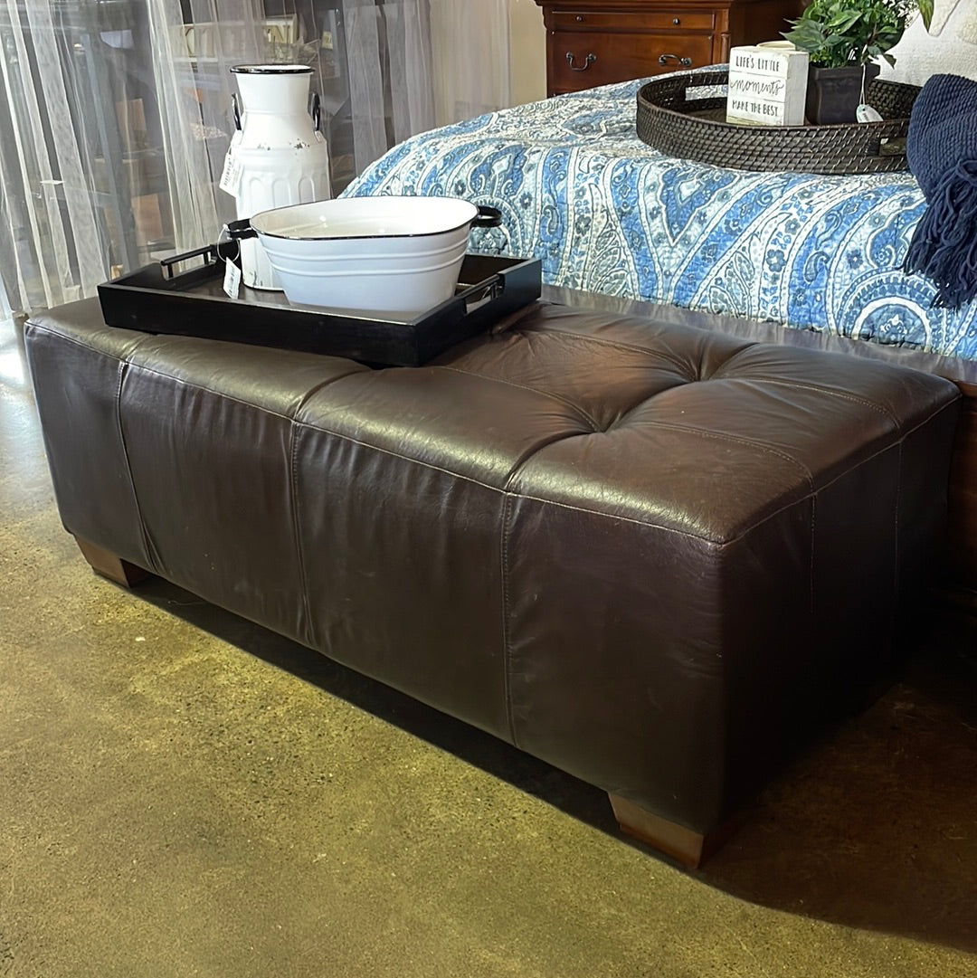 Brown faux leather ottoman/bench