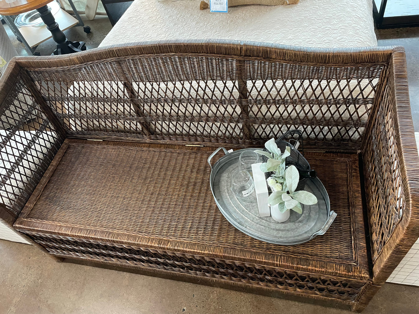 Wicker Bench with Storage