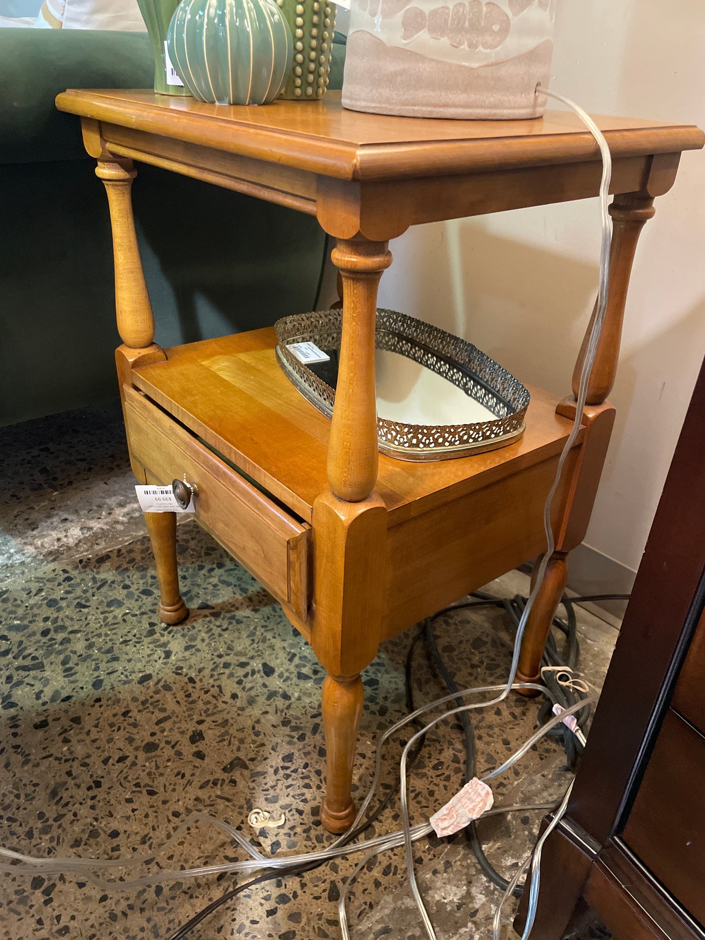 Wooden side table with drawer