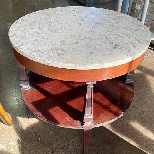 Round marble top end table