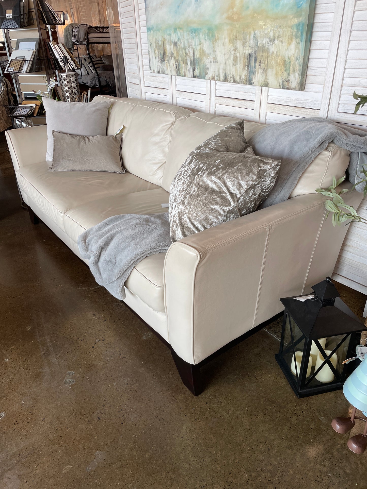 Cream Leather Sofa