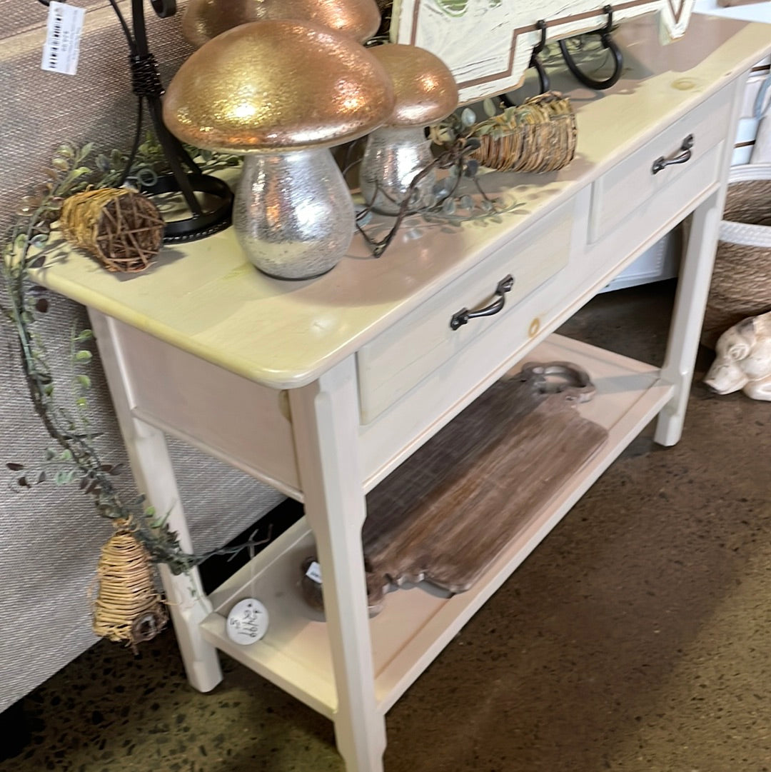 White Wash Sofa Table Small