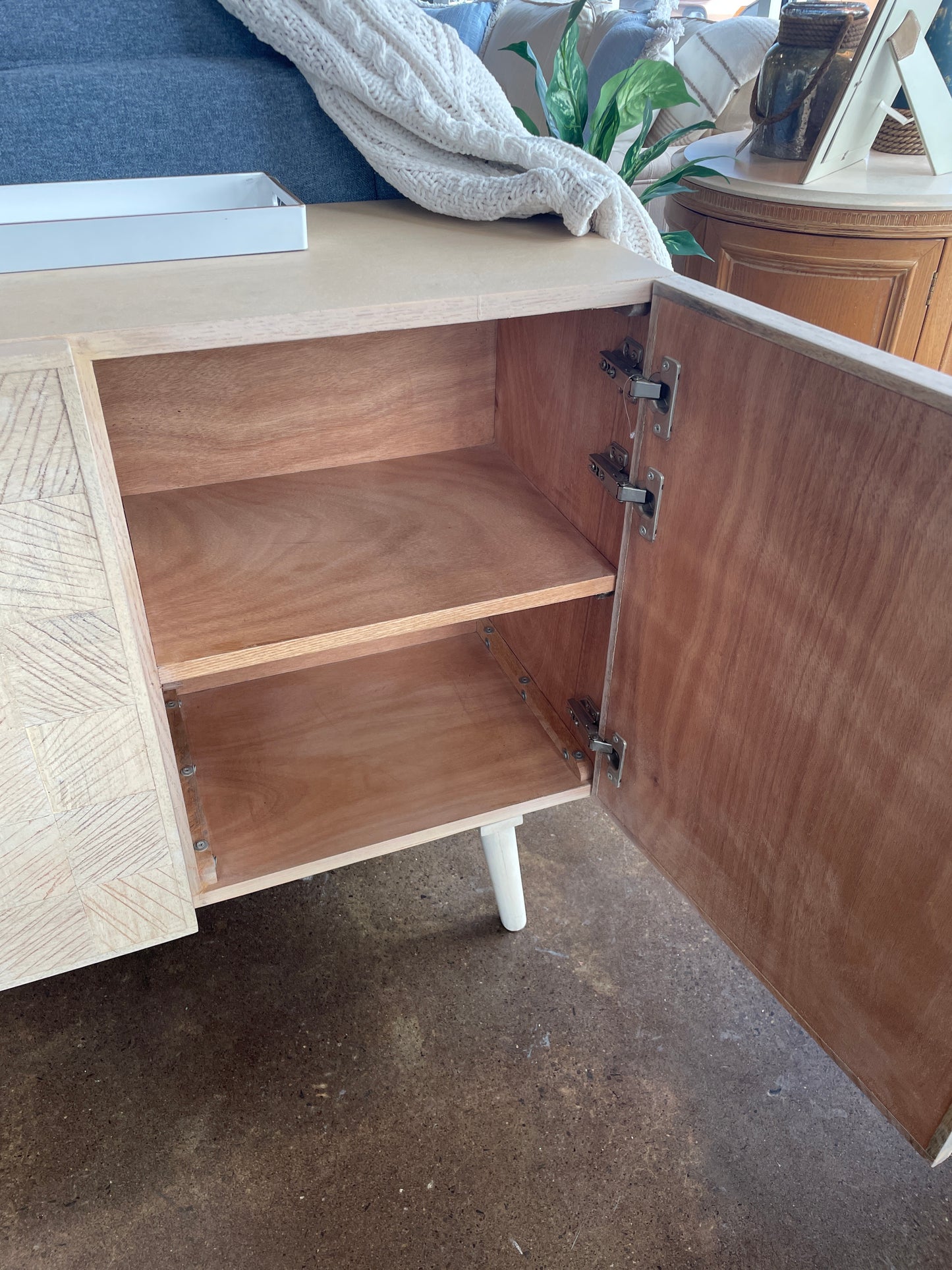 Raw Wood Accent Cabinet