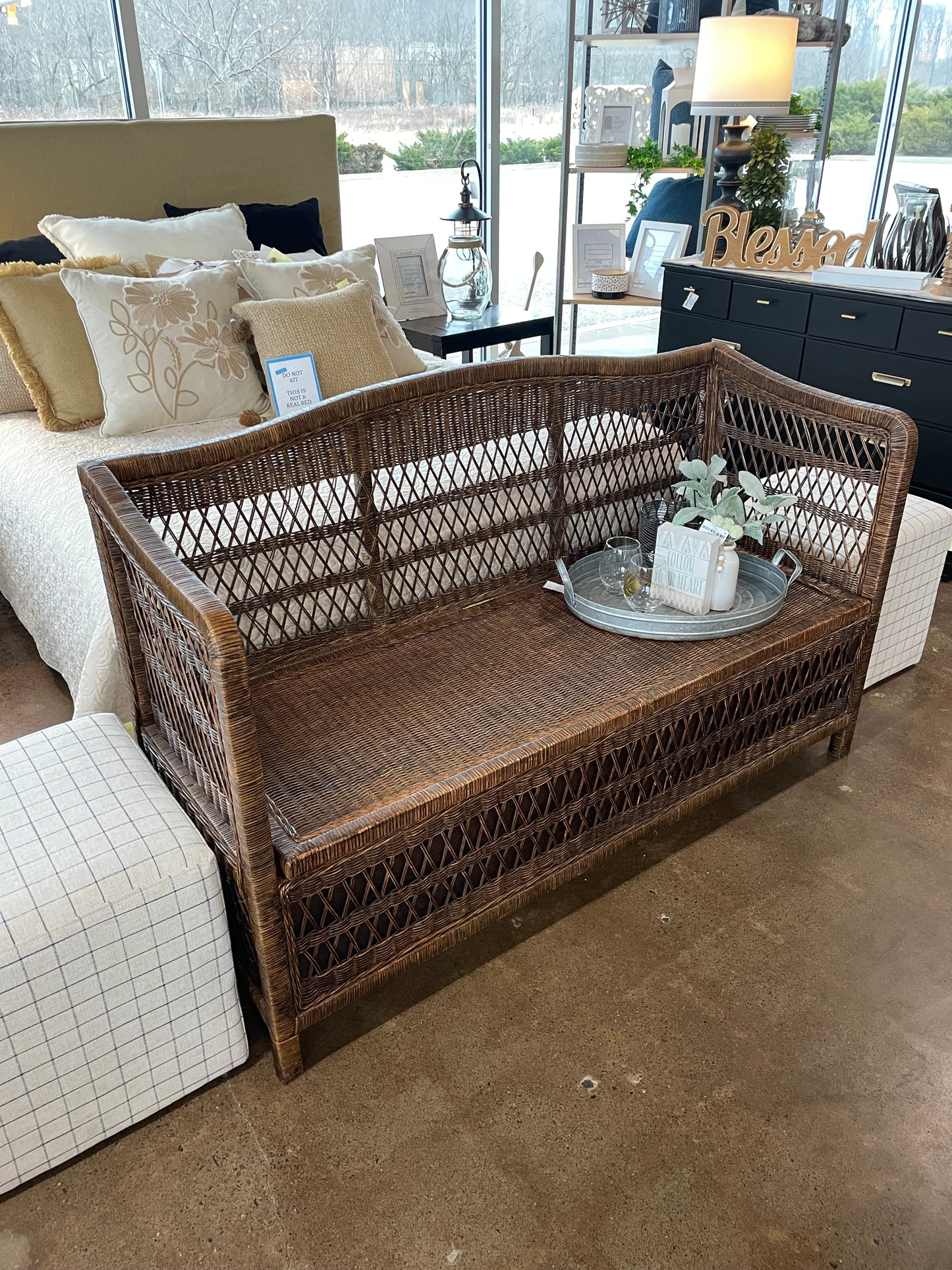 Wicker Bench with Storage