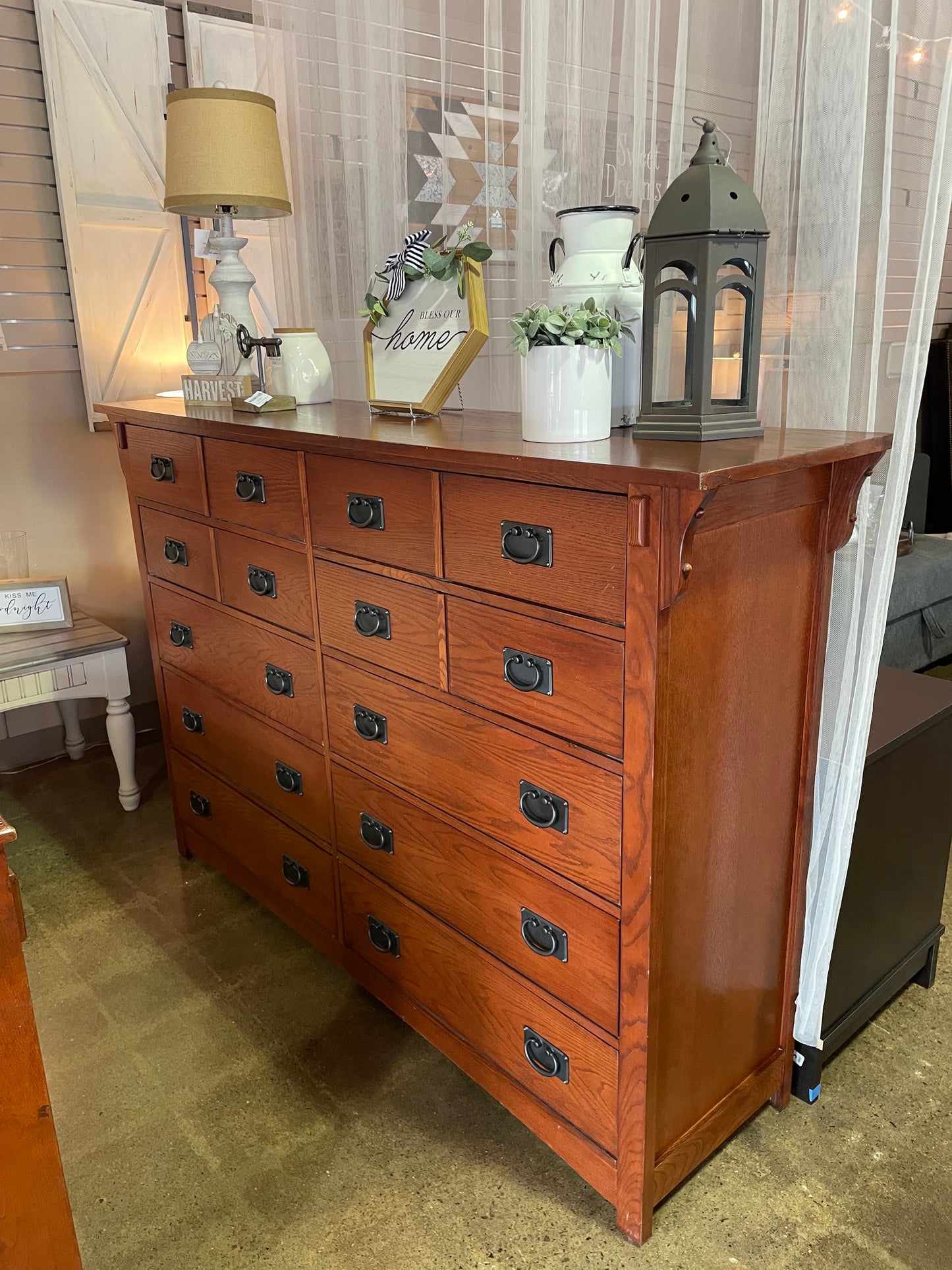 Queen Mission Bed and Dresser