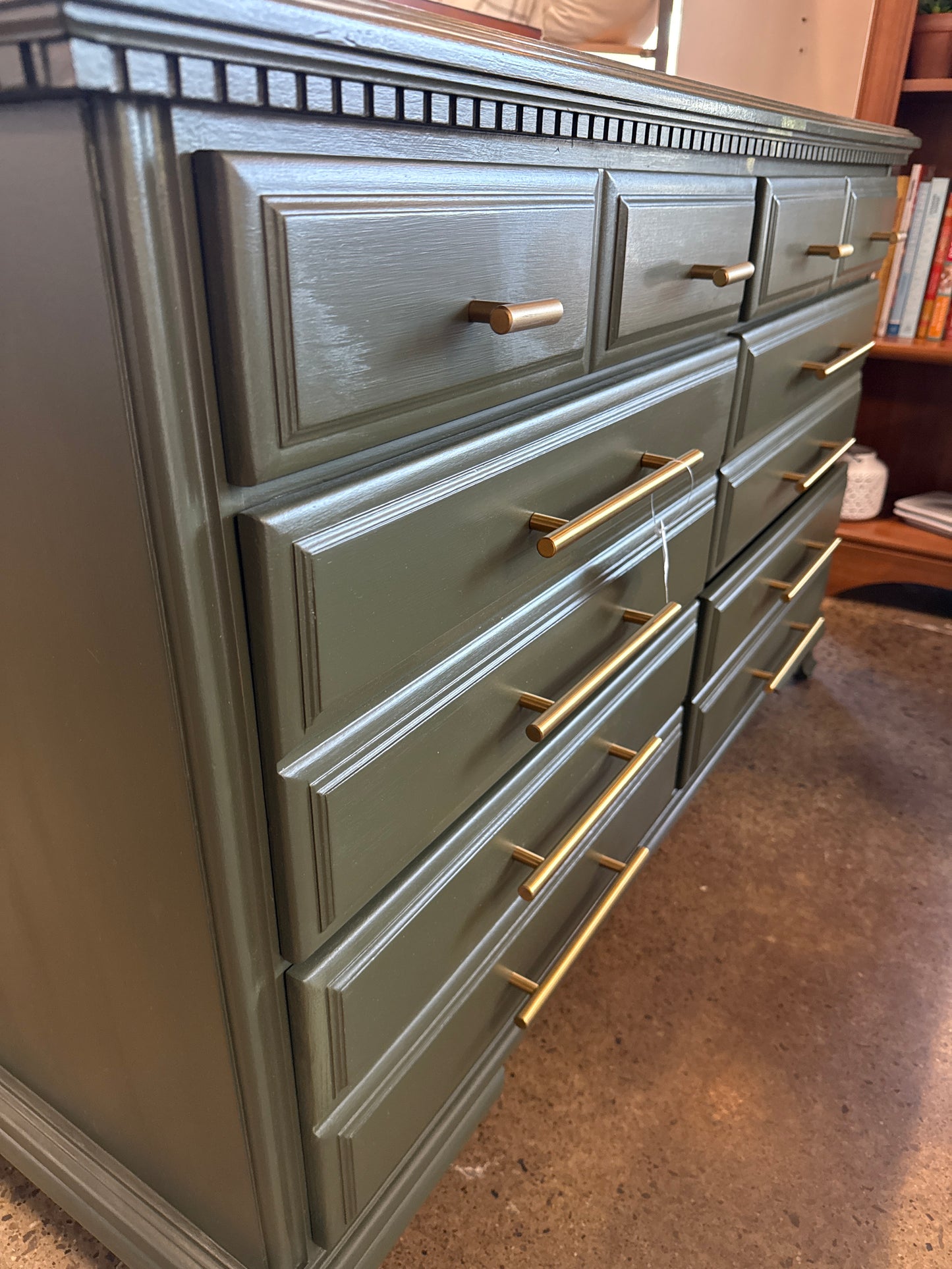 Refinished Dark Green Dresser/Media Stand