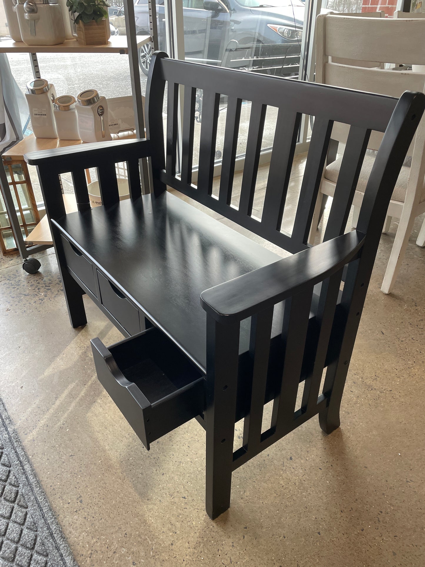 Black Bench with 3 drawers