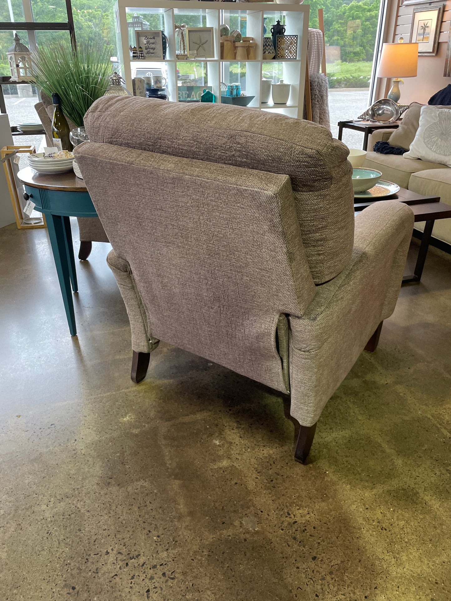Pressback Hi-Leg Recliner Grey Fabric