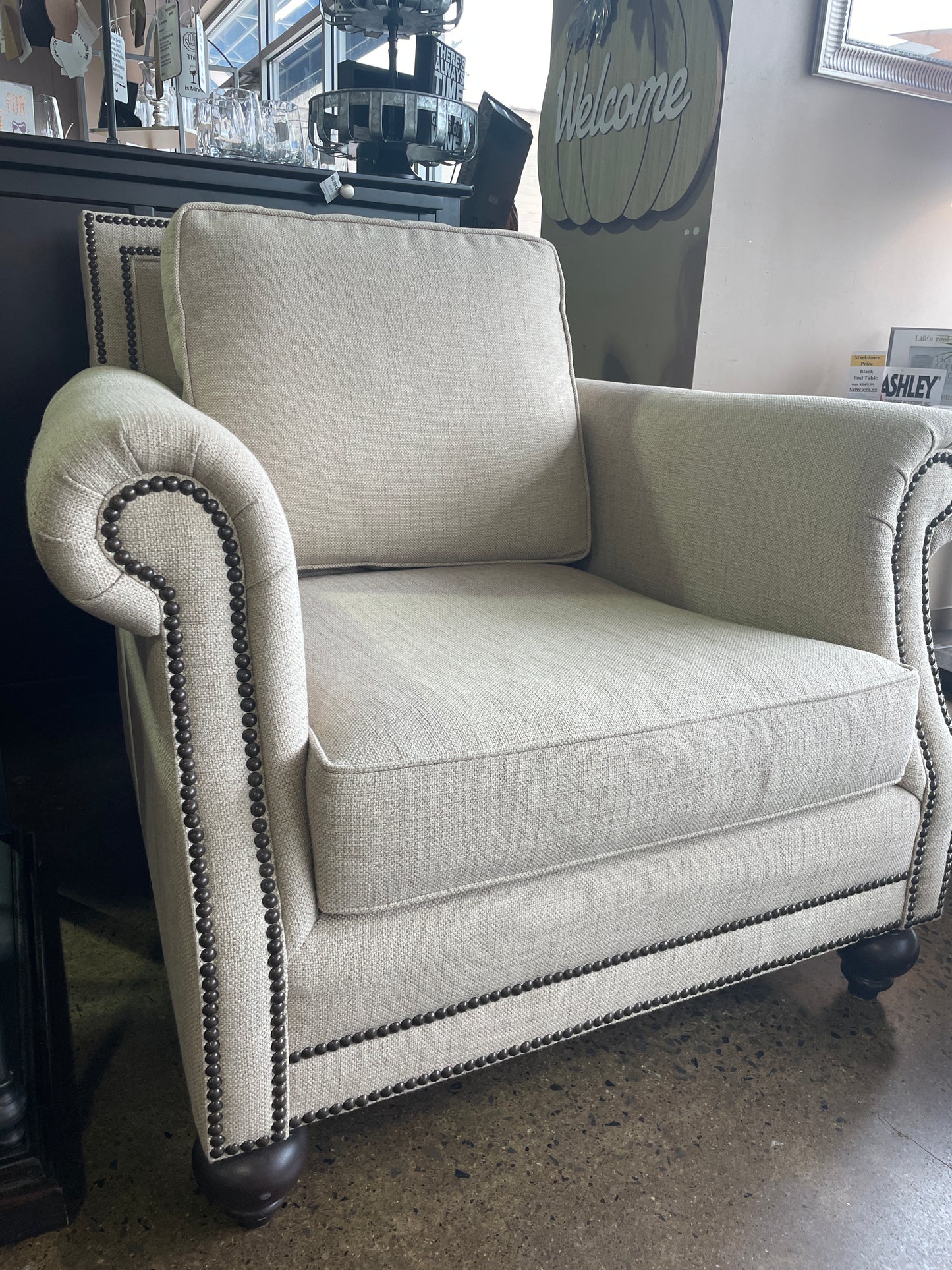 Bernhardt Nailhead Cream Chair