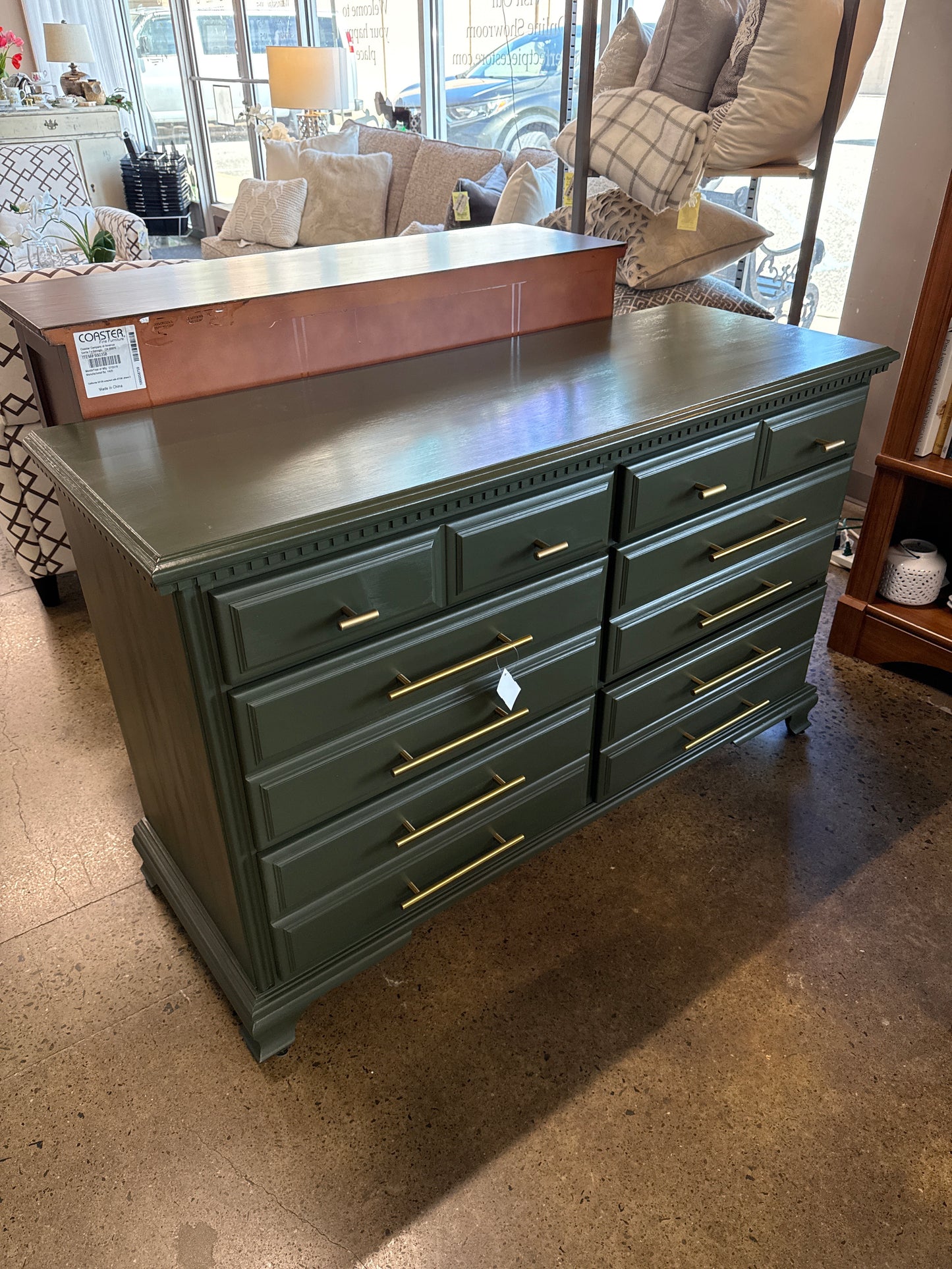 Refinished Dark Green Dresser/Media Stand