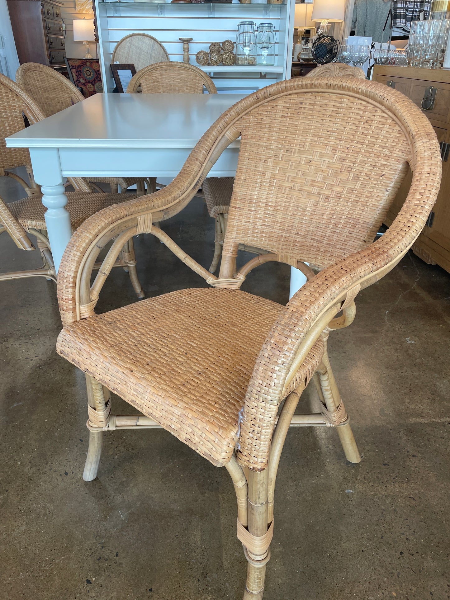 White and Wicker Dining Set-MODEL HOME