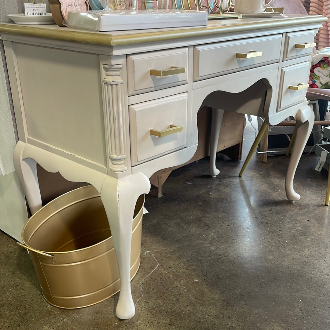 Cream and gold accent desk