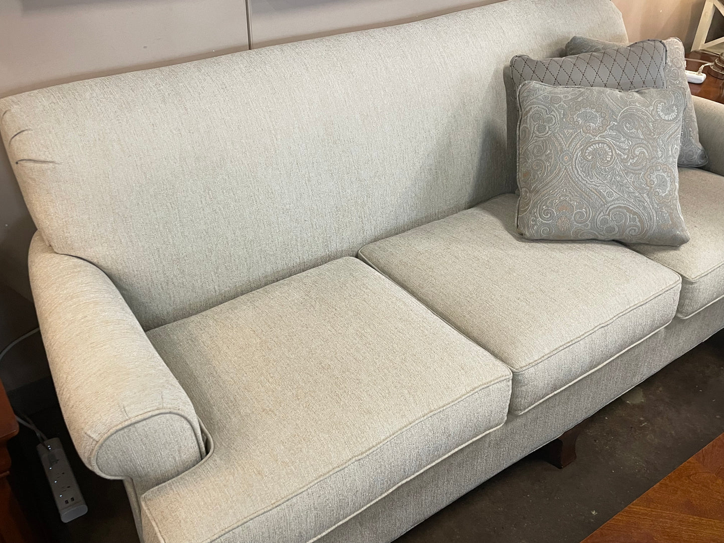 Grey/cream Sofa with 3 Removeable Cushions