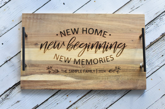 Personalized Tray with Black Handles