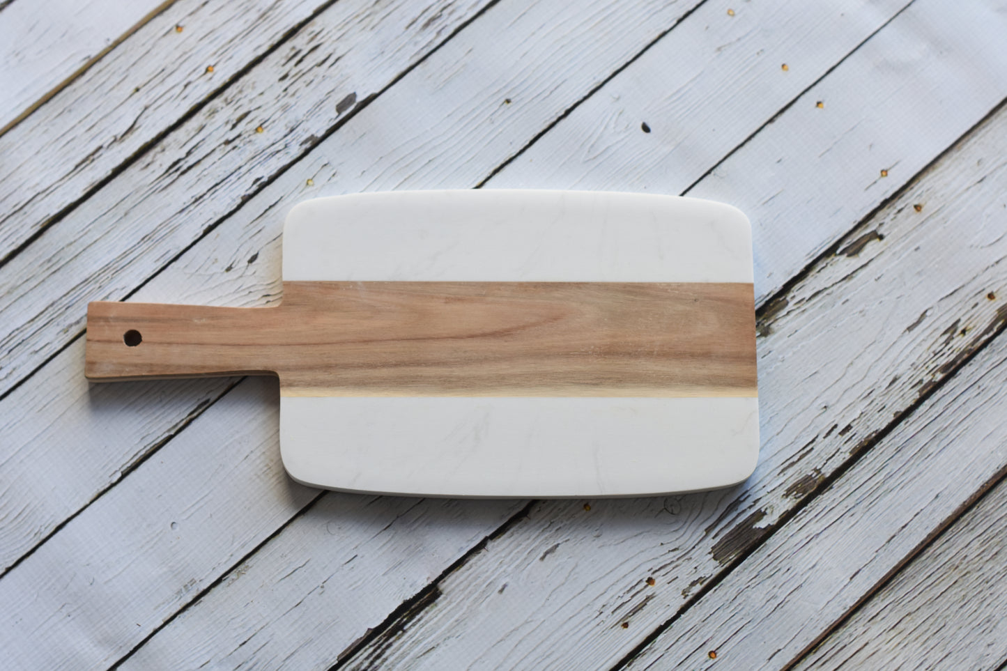Personalized Marble & Acacia Charcuterie Board Coordinates