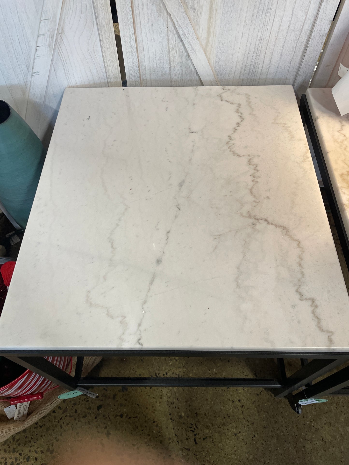 Marble and Metal End Tables (Pair)
