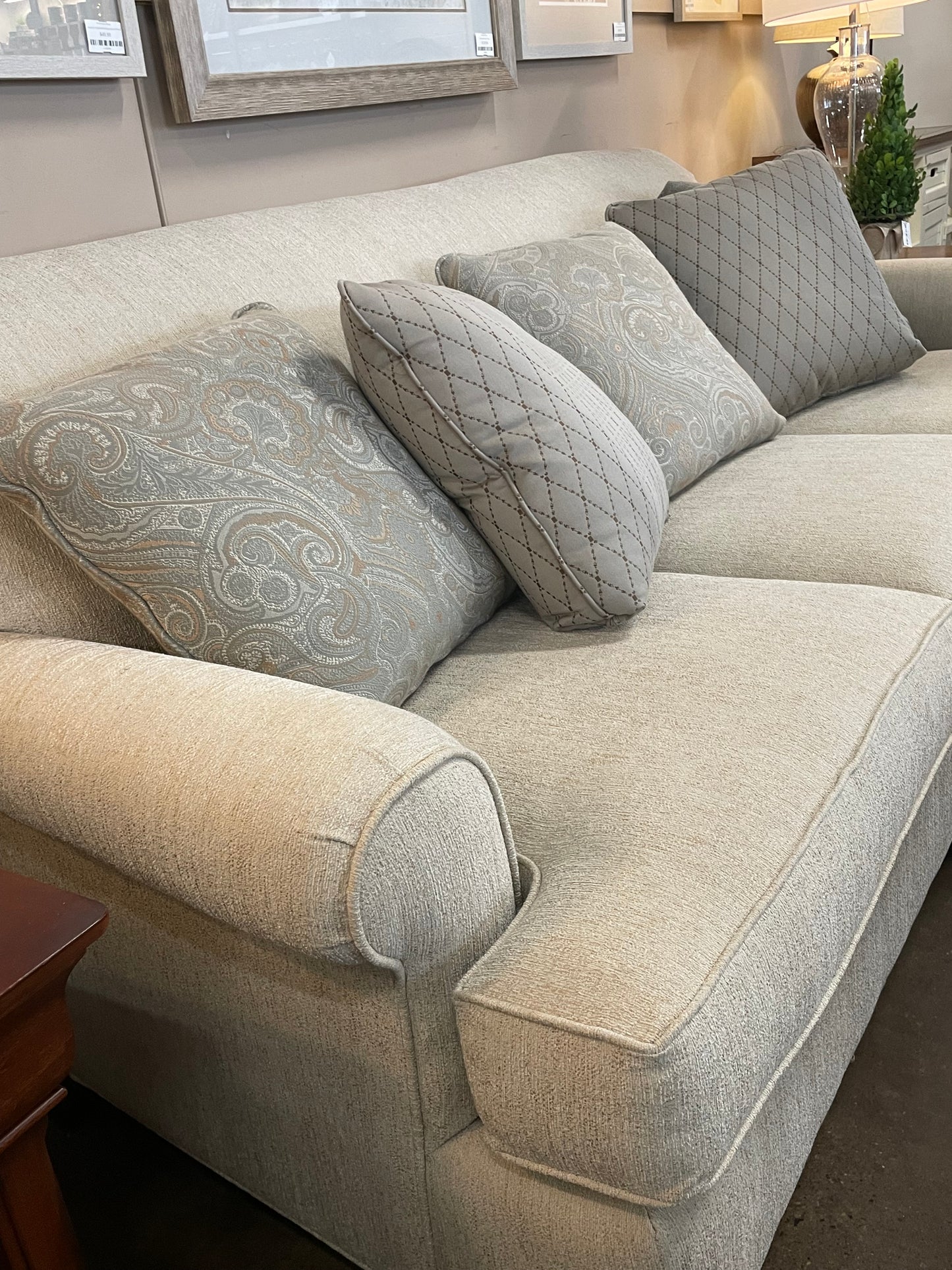 Grey/cream Sofa with 3 Removeable Cushions