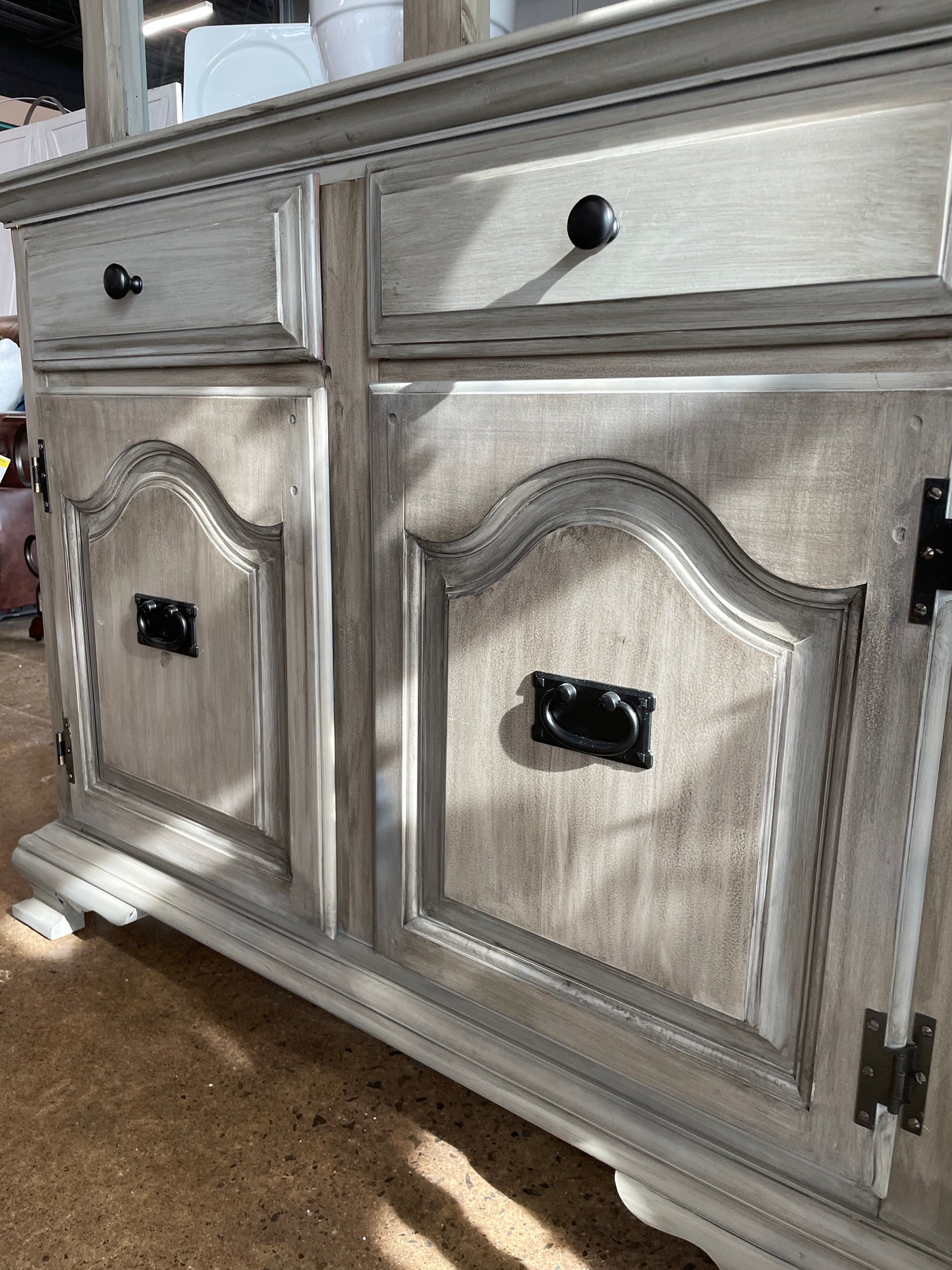 Refinished Grey Hutch
