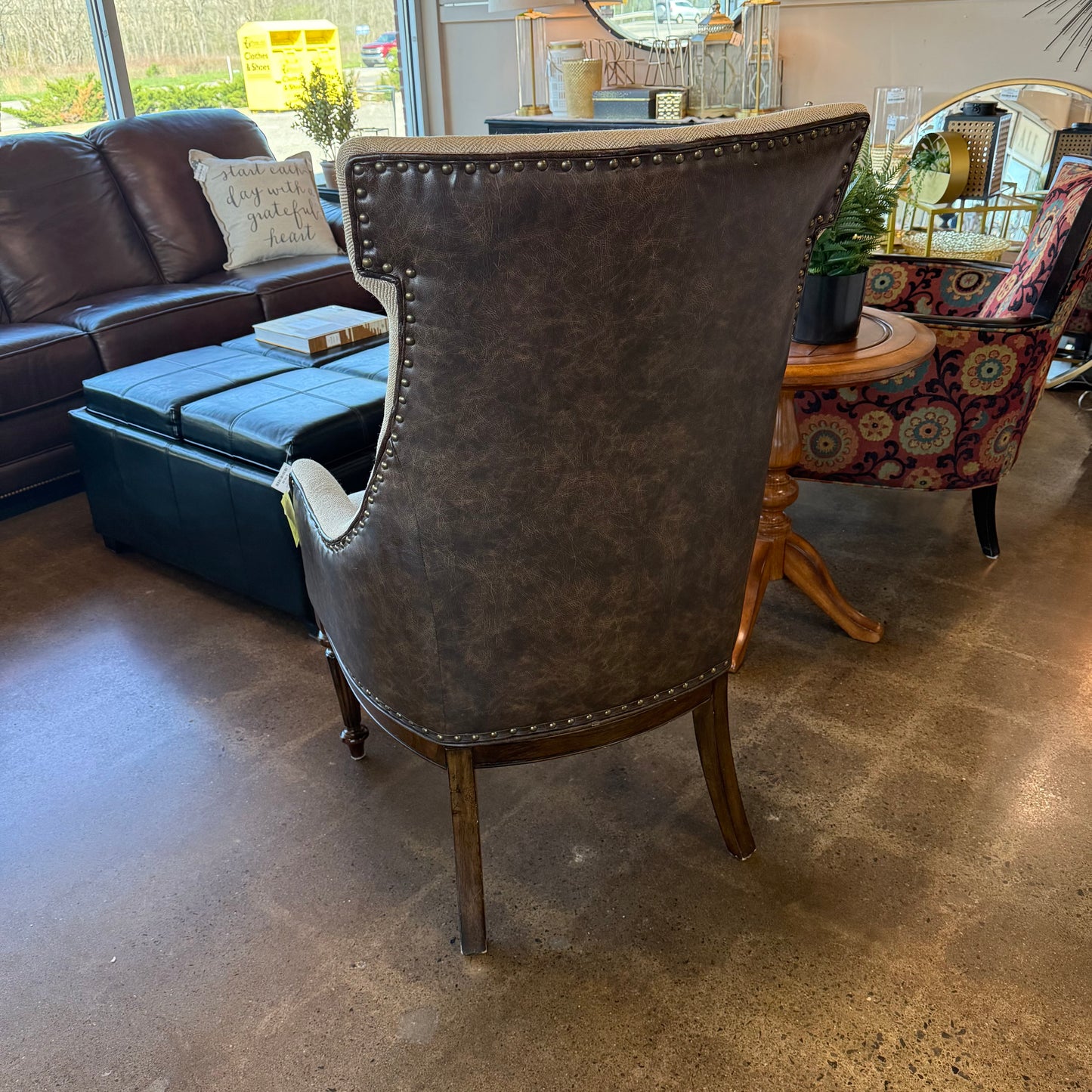 Leather Backed Accent Chair