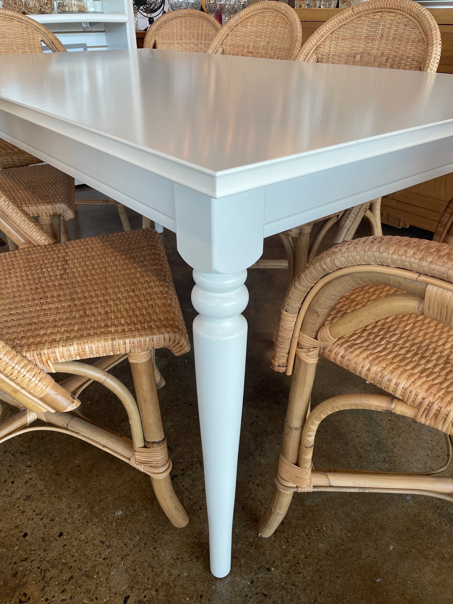 White and Wicker Dining Set-MODEL HOME