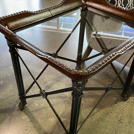Iron and Leather end table
