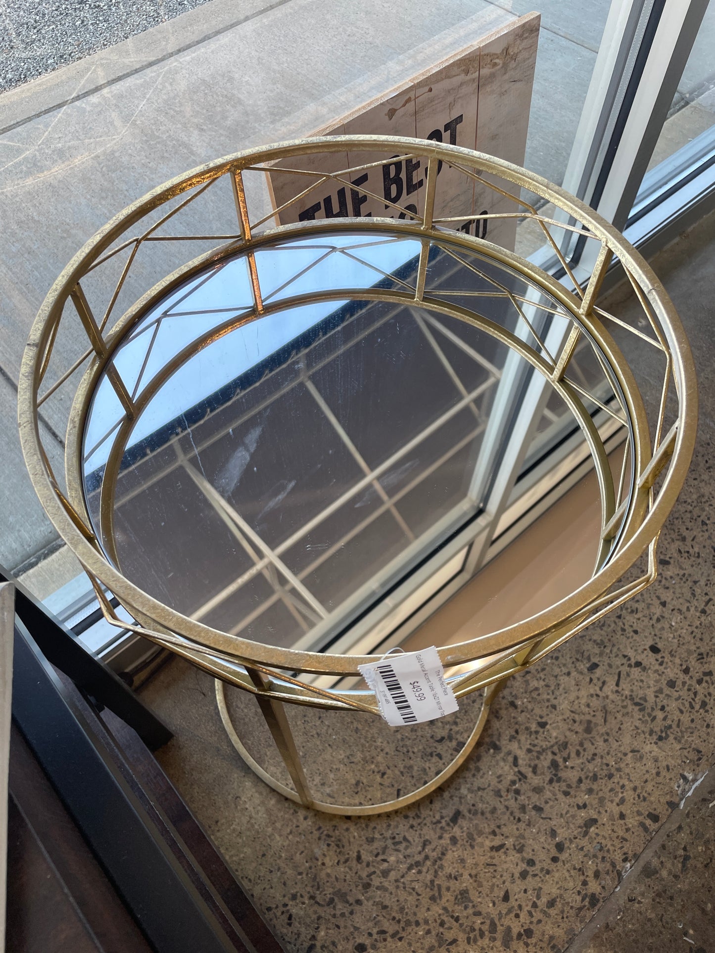 Gold Metal Accent Table 16x27 Mirror Top
