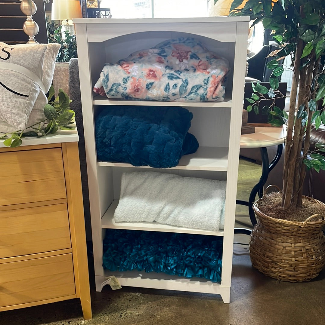 4 shelf white storage unit