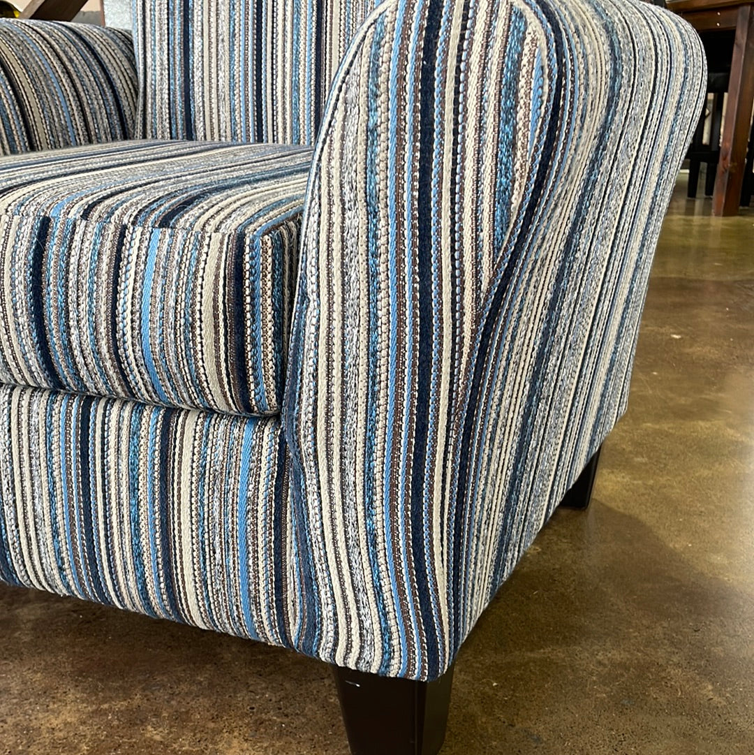 Blue Striped Accent Chair