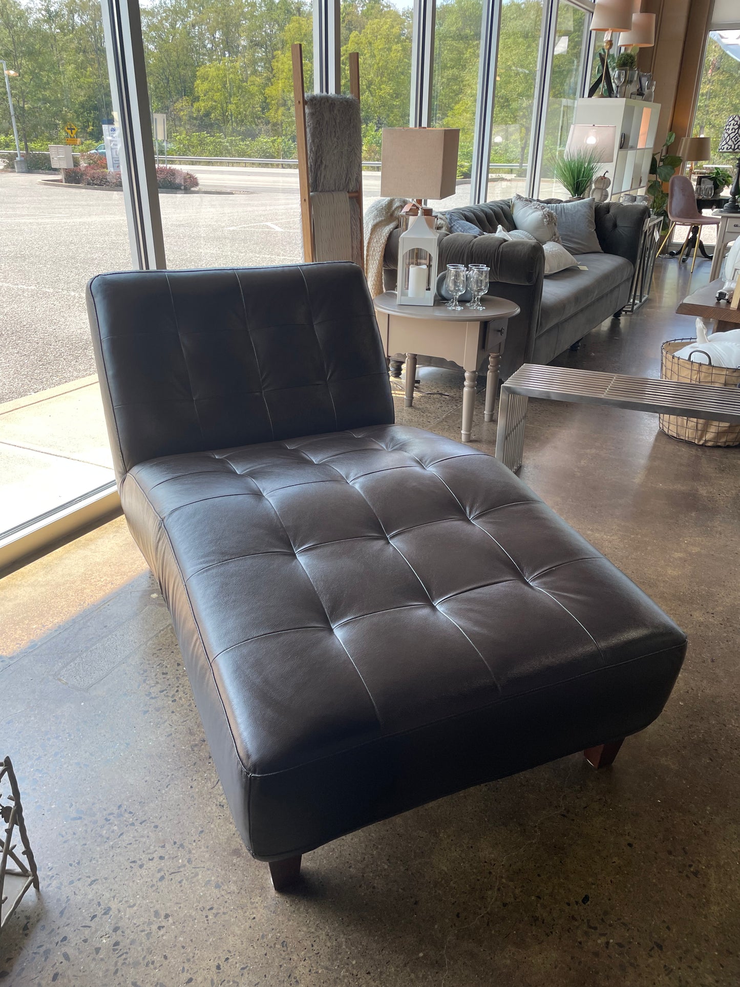Chateau d'Ax Chocolate Leather Chaise Lounger