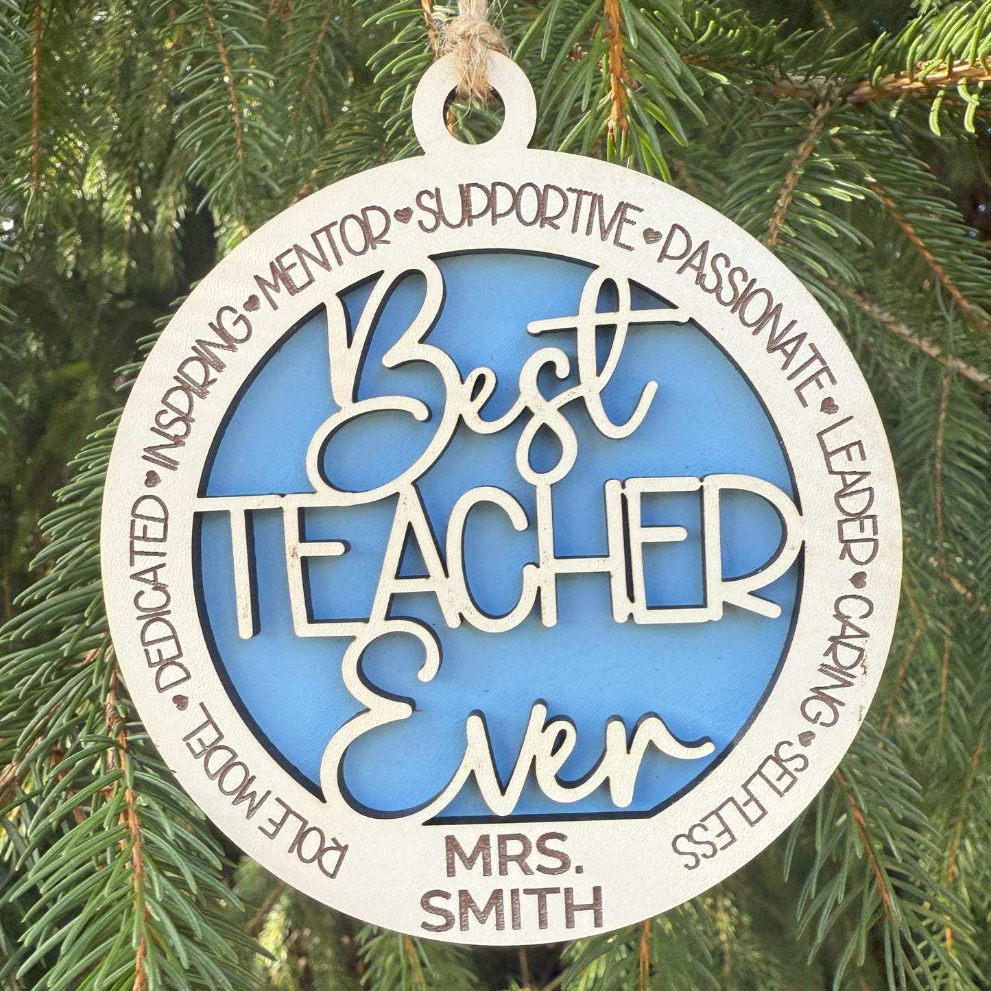Personalized Best Teacher Ever Ornament