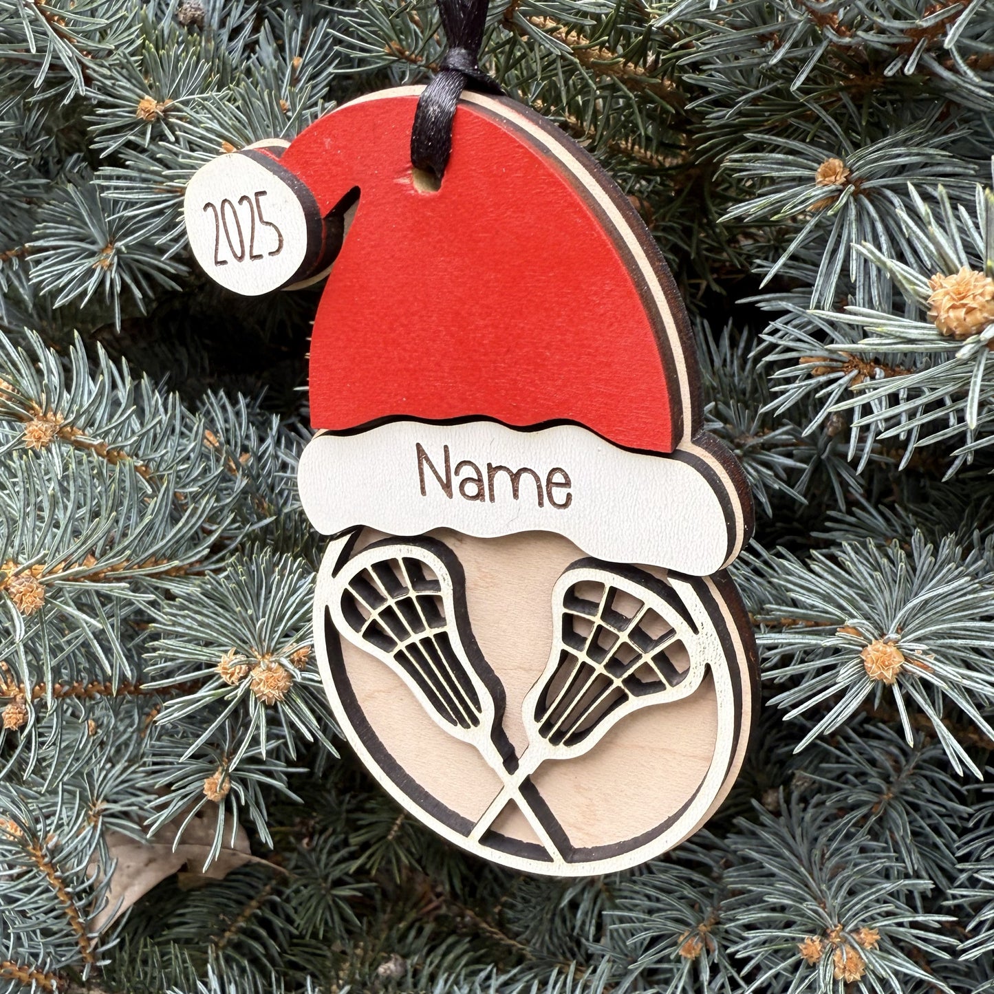 Seneca Valley 2025 Lacrosse Santa Hat w/ Name Ornament